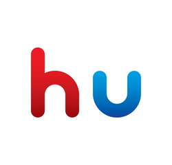 hu logo initial blue and red