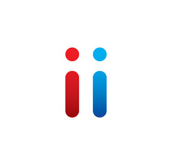 ii logo initial blue and red