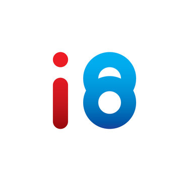 i8 logo initial blue and red 