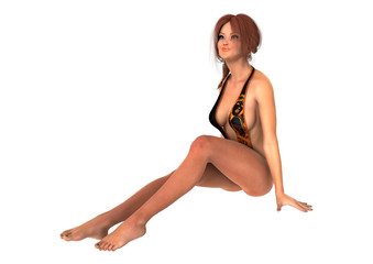 3D Rendering Sunbathing