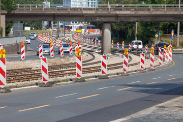 Fototapeta premium Straße Straßenbahn Neubau