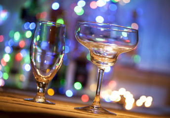 Empty glasses on table