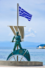 Main square on the Skiathos island in Greece
