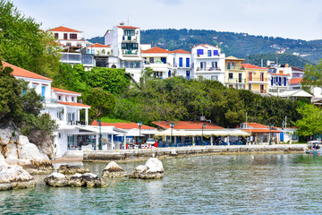 Skiathos town on the Skyathos island, Greece. Important tourist