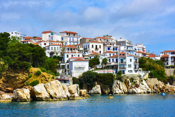 Fototapeta na wymiar Skyathos, Greece, the white island of smarald in the Ioanian sea