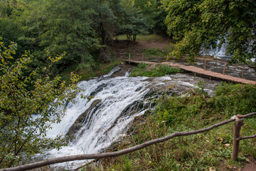 Fototapeta premium Waterfall. Dzhurynskyi waterfall, Nyrkiv, Ternopil's'ka oblast,