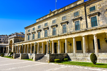 Hystoric building in the old Corfu Town on the island Kerkyra in