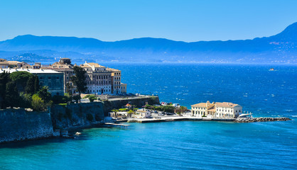 Fototapeta premium Corfu Town panoramic view from the old citadel venetian fortress