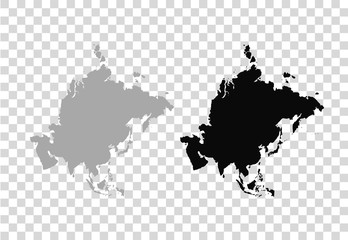 Asia map in gray on a white background