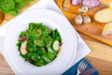 Fresh green salad with spinach