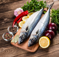 Mackarel at cutting table