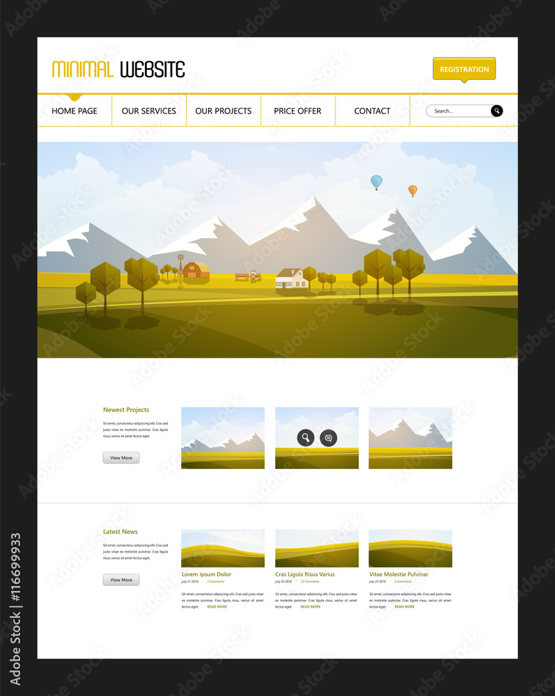 Canvas Prints creative one page website design template with countryside landscape vector illustration. simple bus