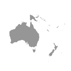 Map of Oceania in gray on a white background - obrazy, fototapety, plakaty