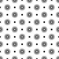 Seamless vector decorative background with circles and polka dots. Print. Cloth design, wallpaper.