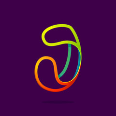 J letter logo formed by glowing neon line.