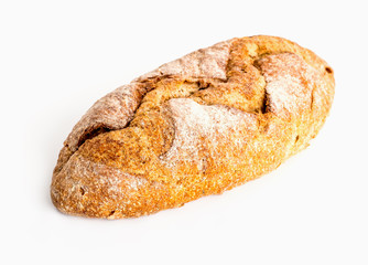 Large loaf of bread isolated on white