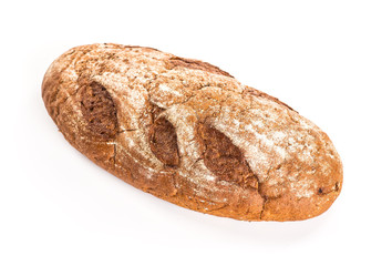 Large loaf of bread isolated on white