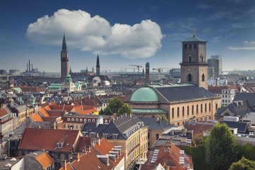 Copenhagen. Image of Copenhagen skyline during sunny day.