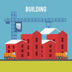 House construction with building crane