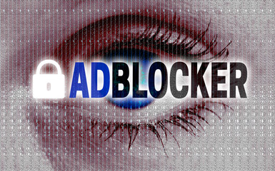 adblocker auge blickt auf betrachter konzept