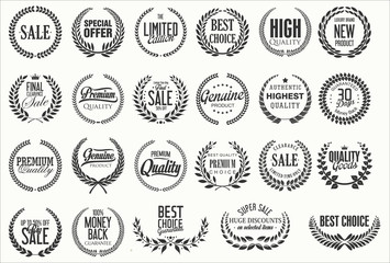 Quality laurel wreath retro vintage design collection