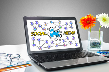 Social media concept on a laptop screen