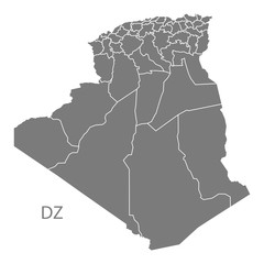 Fototapeta premium Algeria provinces Map grey