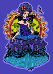 Elegant beautiful princess with butterflies