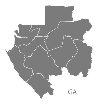 Gabon provinces Map grey