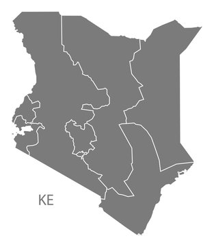 Kenya provinces Map grey