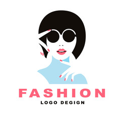 Illustration Logo elegant girl in glasses.