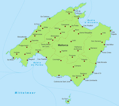 Mallorca Karte - Gr&uuml;n
