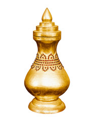 Fototapeta na wymiar Vintage golden vessel. Myanmar, Mandalay