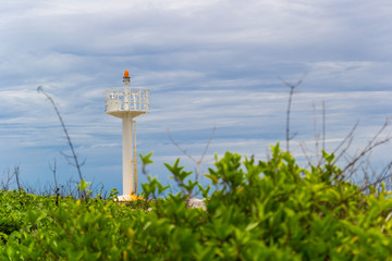 red light on lighthouse