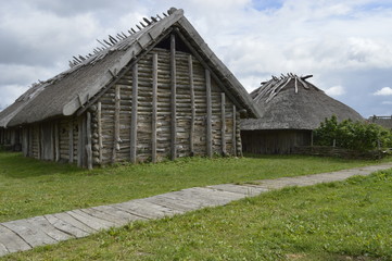 Fototapeta na wymiar Wolin, Poland: Replica of medieval house