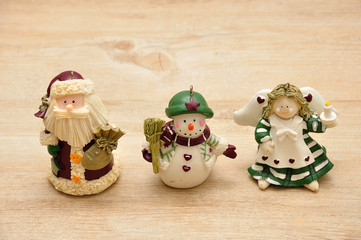 A variety of Christmas figurines to decorate a Christmas tree