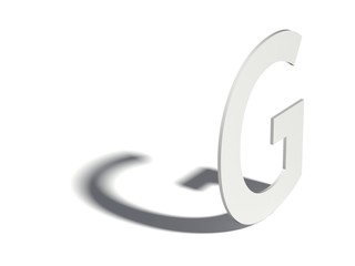 Drop shadow font. Letter G. 3D