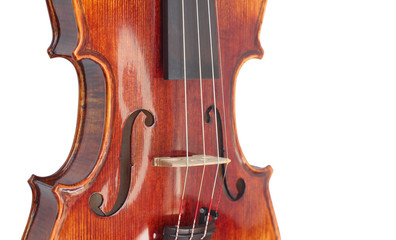 beautiful violin close-up photo isolated on white