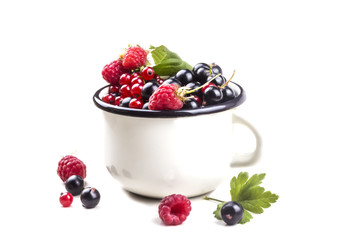 a variety of delicious ripe berries in the circle
