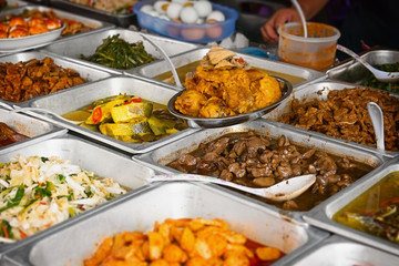 Array of Fresh Foods at a typical eatery in Southeast Asia