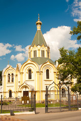 Fototapeta na wymiar The Church of the Holy apostles Peter and Paul. Luban Leningrad region Russia