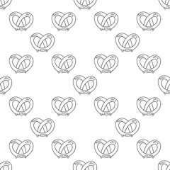 German pretzels seamless pattern on white background.