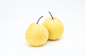 Yellow pear on white background