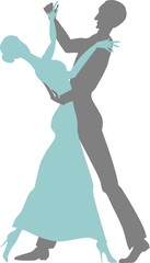 Obraz na płótnie Canvas Dancing couple silhouettes