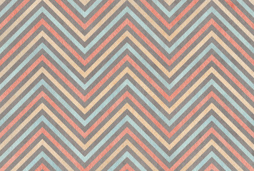 Watercolor gray, pink, beige and blue stripes background, chevron.