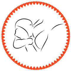Breast-feeding. Mother breastfeeding baby. The symbol of healthy lifestyles. Vector illustration drawn by hand.