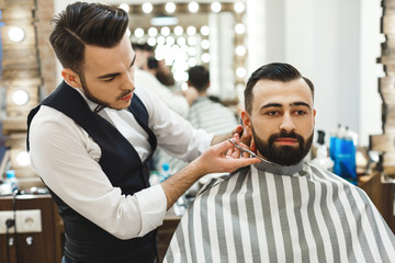 Barber making a beard