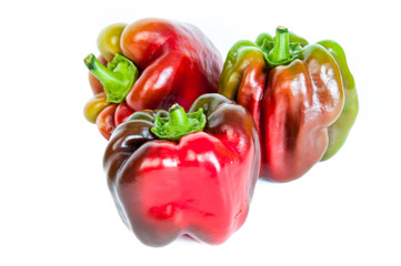 multicolored paprica bell pepper isolated on white background.