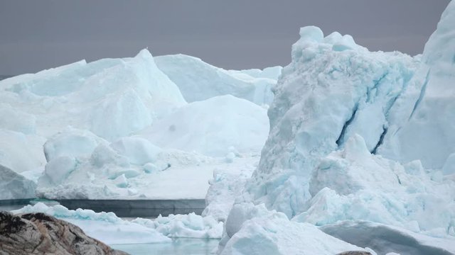 Huge glaciers are on the arctic ocean to Ilulissat icefjord in Greenland