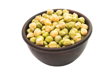 A bowl filled with organic garbanzo beans